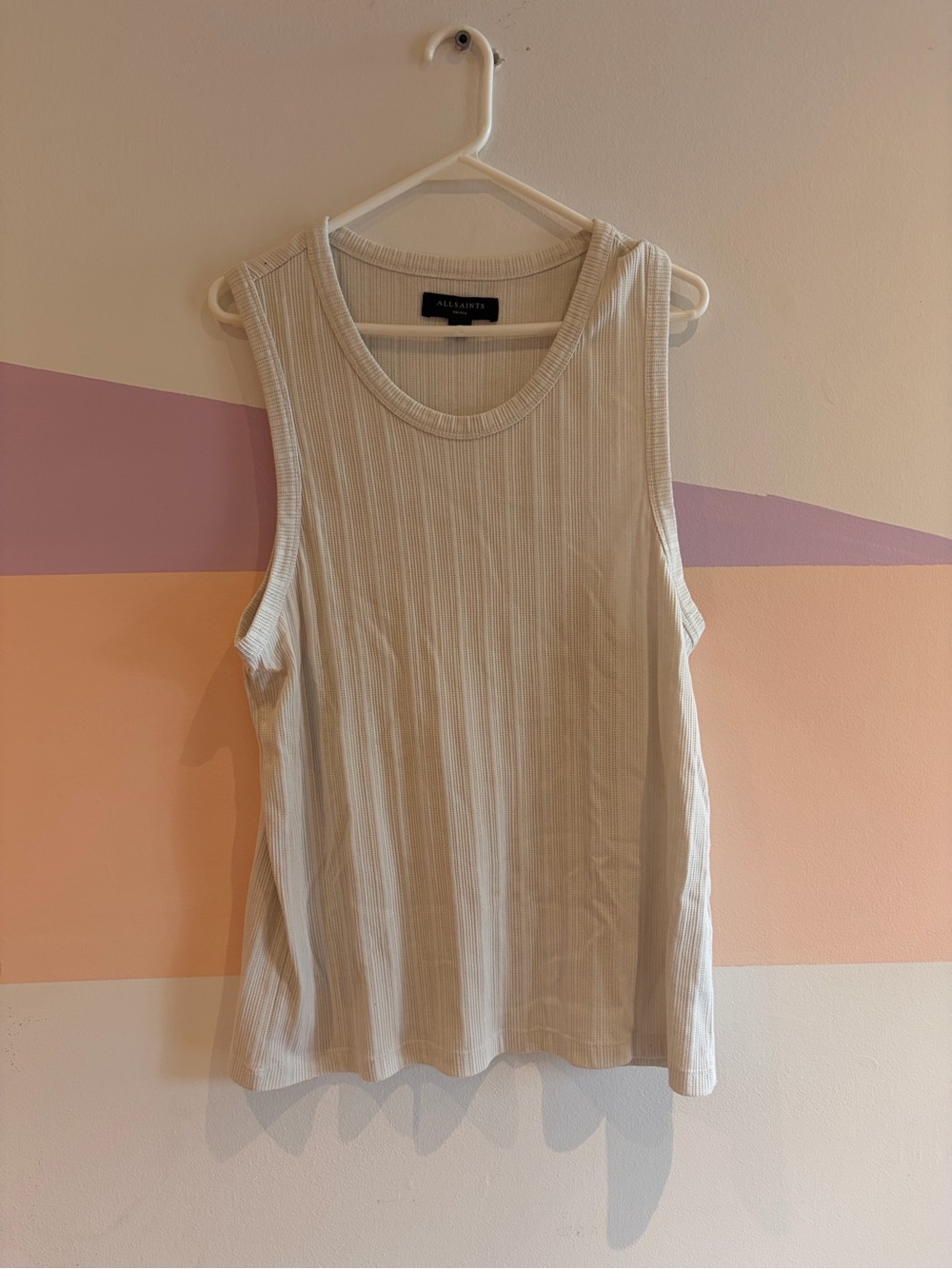 All Saints White Ribbed Tank Top